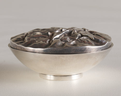 WRINKLED SILVER PLATED COPPER COVERED BOWL, 20th C