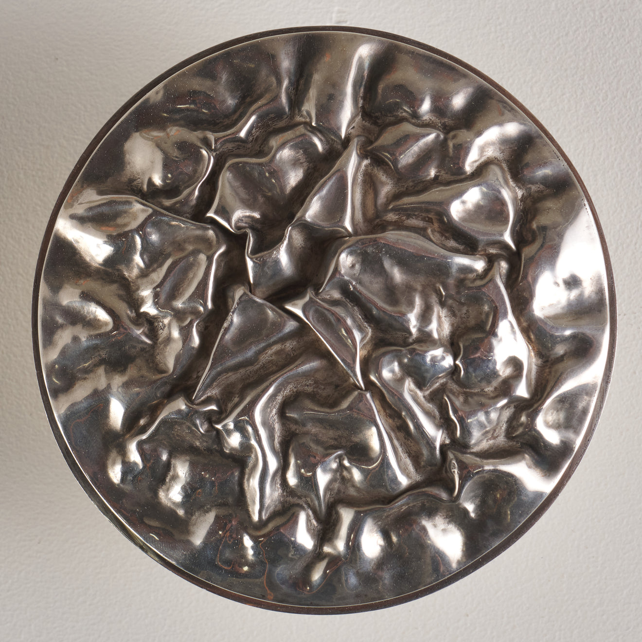 WRINKLED SILVER PLATED COPPER COVERED BOWL, 20th C
