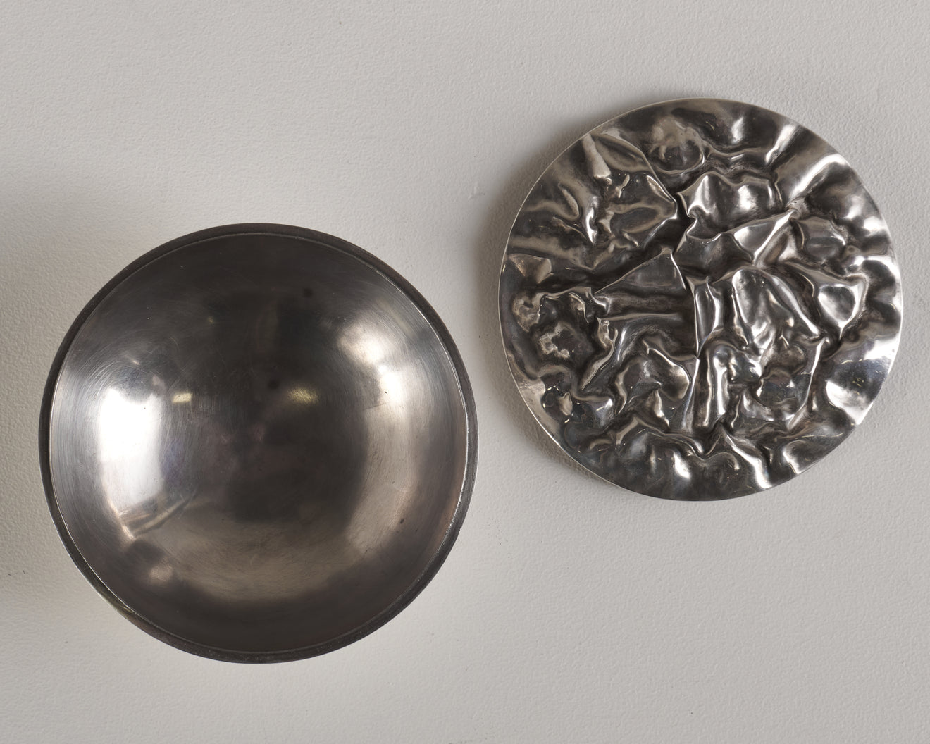 WRINKLED SILVER PLATED COPPER COVERED BOWL, 20th C