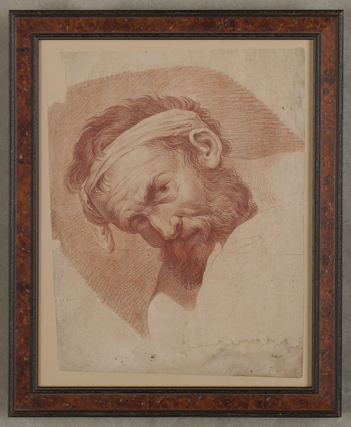 XVIII CENTURY SANGUINE PORTRAIT STUDY ON PAPER