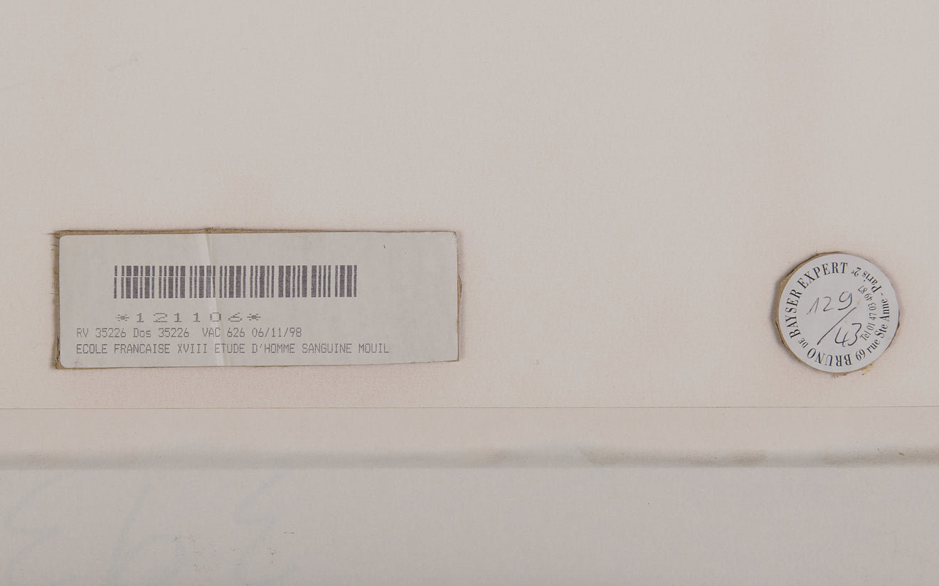 XVIII CENTURY SANGUINE PORTRAIT STUDY ON PAPER