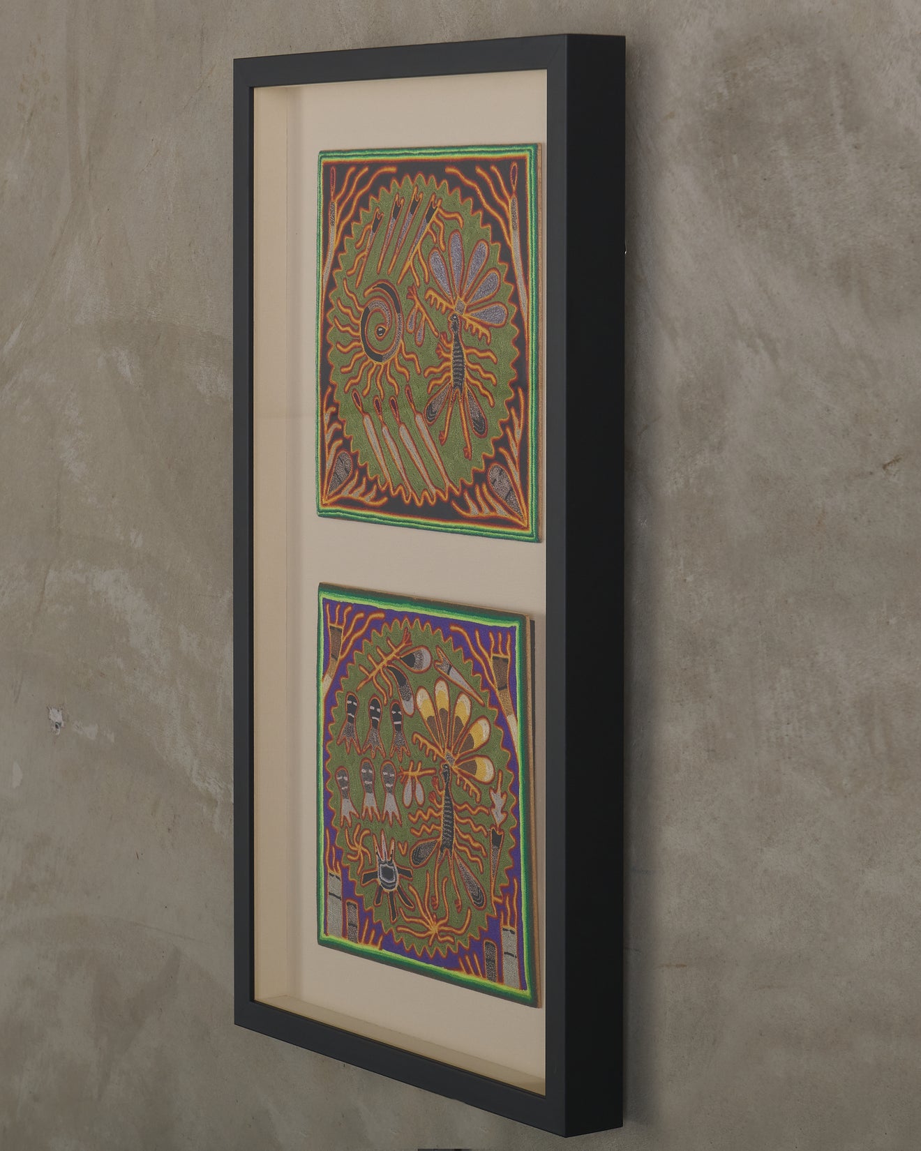 YARN PAINTINGS OF PEYOTE VISIONS BY HUICHOL SHAMAN