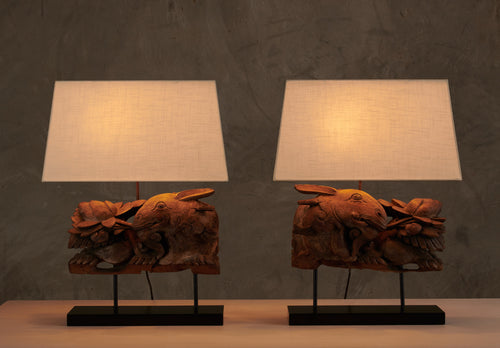 Pair of Ancient Zoomorphic Carving Lamps