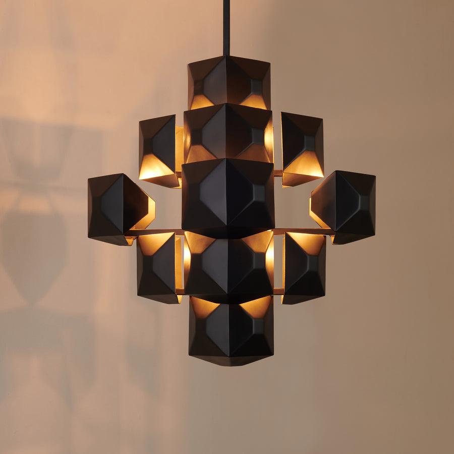 BCW 3-Squared Chandelier, Black