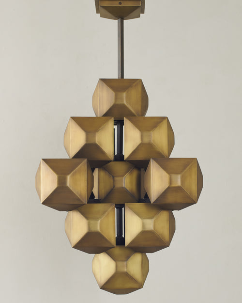 3-Squared Chandelier, Brass