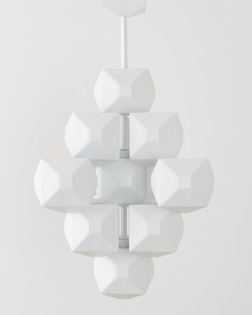 3-SQUARED CHANDELIER, WHITE