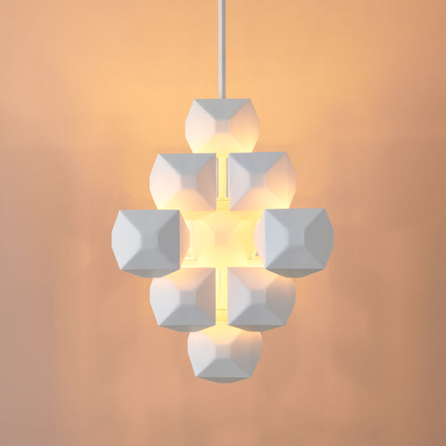 3-SQUARED CHANDELIER, WHITE