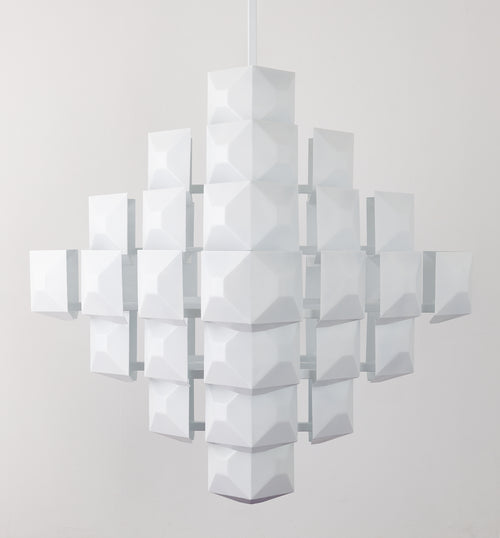 3-SQUARED MONUMENTAL CHANDELIER, WHITE