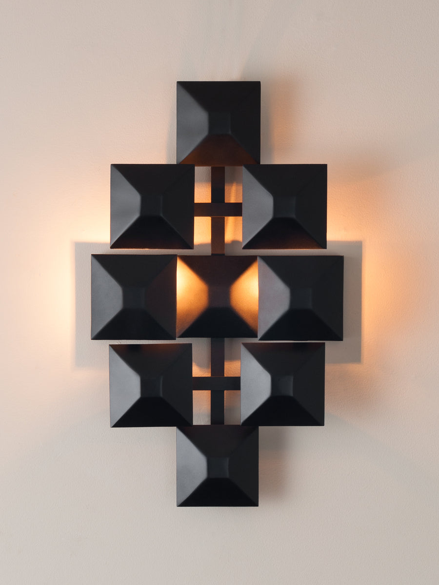 3-Squared Sconce, Black