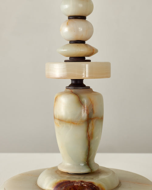 ALABASTER AND BRASS TABLE LAMP