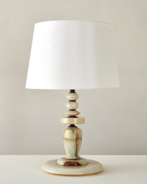 ALABASTER AND BRASS TABLE LAMP