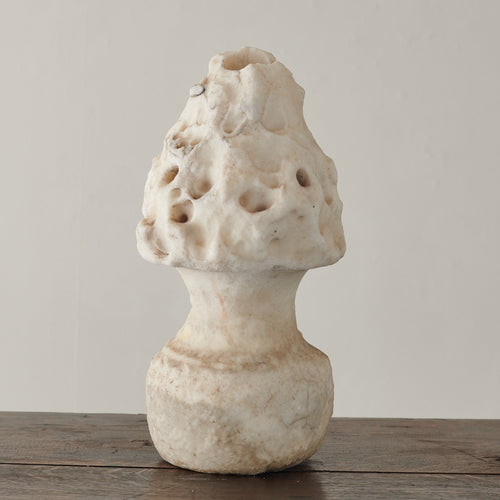 Well weathered Carrara marble fountain spout