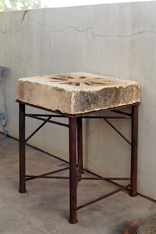 CARVED SANDSTONE WINDOW GRILL TABLE