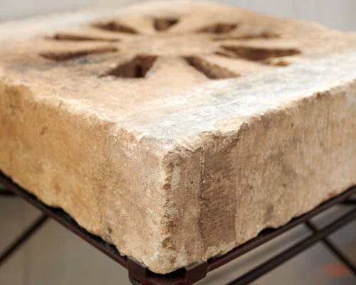 CARVED SANDSTONE WINDOW GRILL TABLE