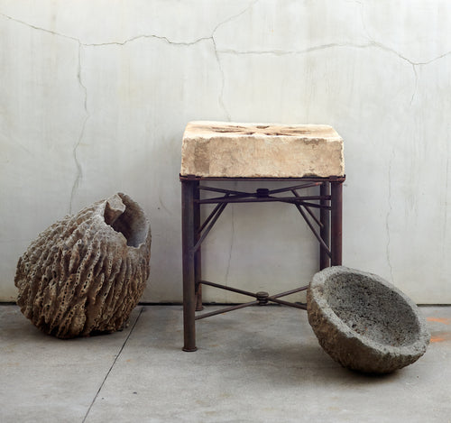 CARVED SANDSTONE WINDOW GRILL TABLE