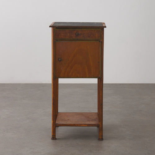 FRENCH PAINTED TOLLE SIDE CABINET WITH MARBLE TOP