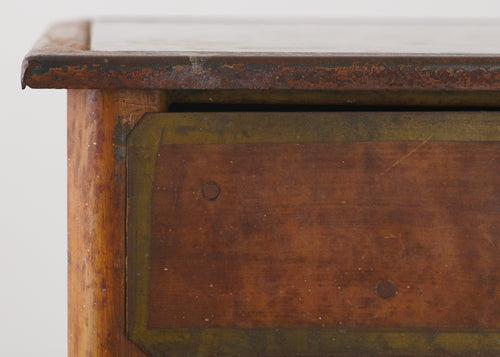 FRENCH PAINTED TOLLE SIDE CABINET WITH MARBLE TOP