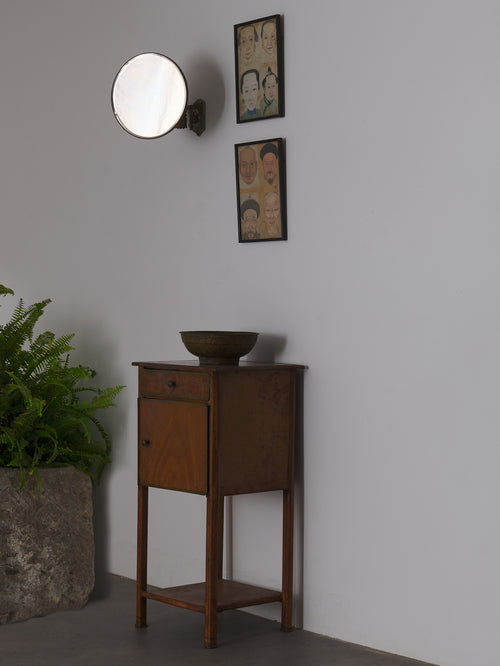 FRENCH PAINTED TOLLE SIDE CABINET WITH MARBLE TOP