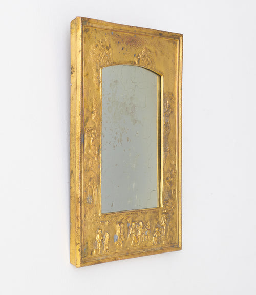 GILDED BRONZE WALL MIRROR WITH VINTAGE MIRROR