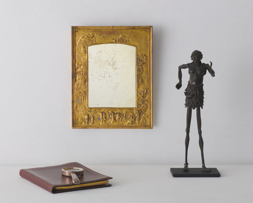 GILDED BRONZE WALL MIRROR WITH VINTAGE MIRROR