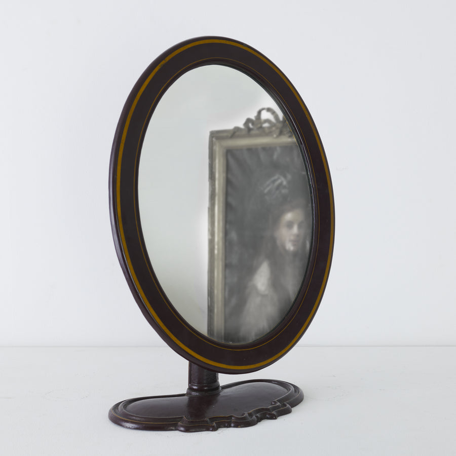 HABERDASHERY PAINTED IRON TABLE-TOP MIRROR, PAT.1850