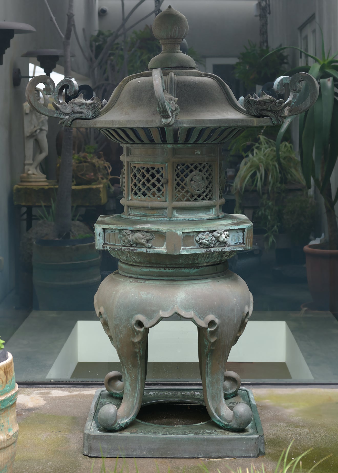 MONUMENTAL JAPANESE BRONZE PAGODA LANTERN