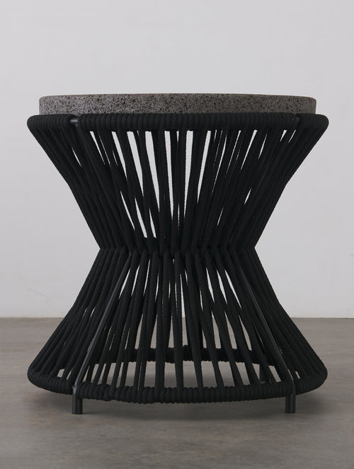 BCW ROUND ROPE PATIO TABLE BY LIKA MOORE, black