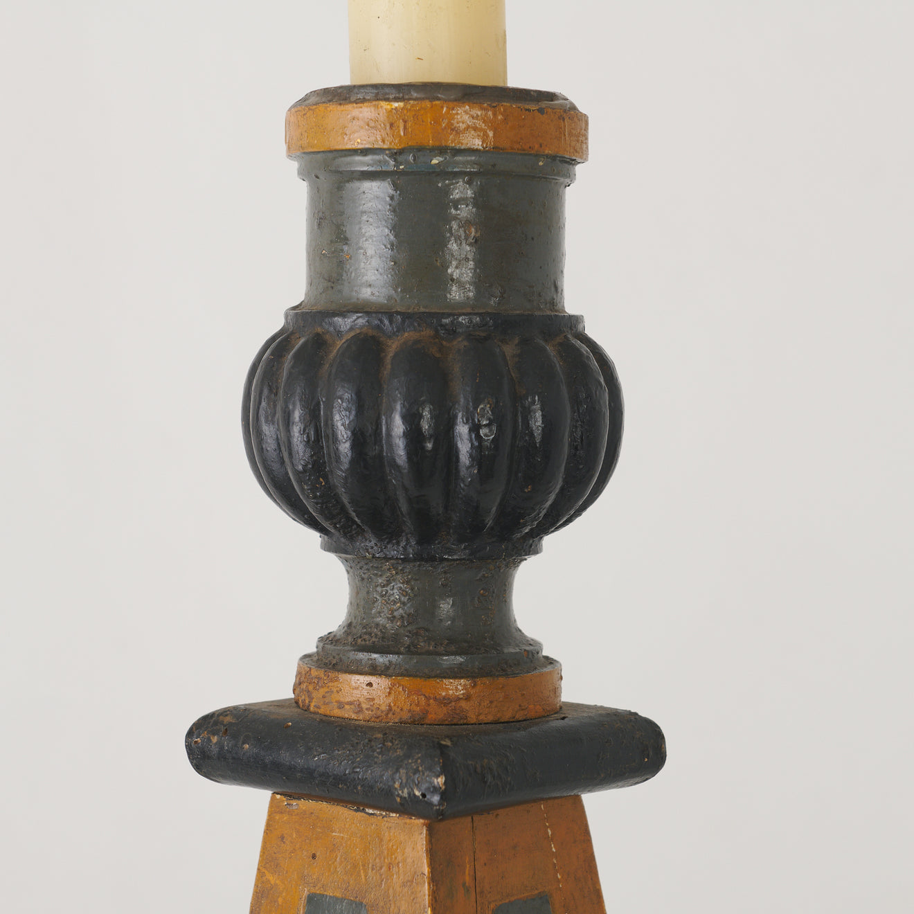 PAIR OF ITALIAN 17TH C MEMENTO MORI CANDLESTICKS
