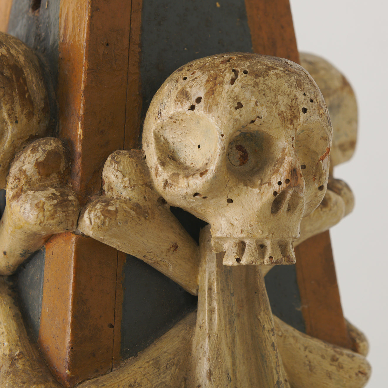 PAIR OF ITALIAN 17TH C MEMENTO MORI CANDLESTICKS