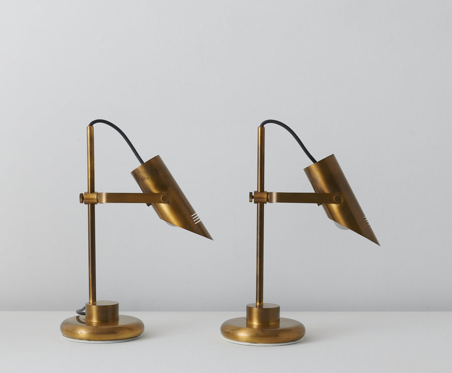 PAIR OF ITALIAN BRASS ADJUSTABLE TABLE LAMPS