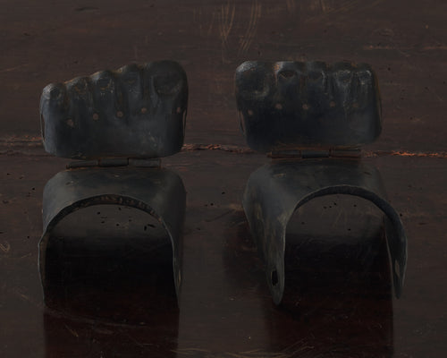 PAIR OF STEEL WARRIOR FOOT GUARDS