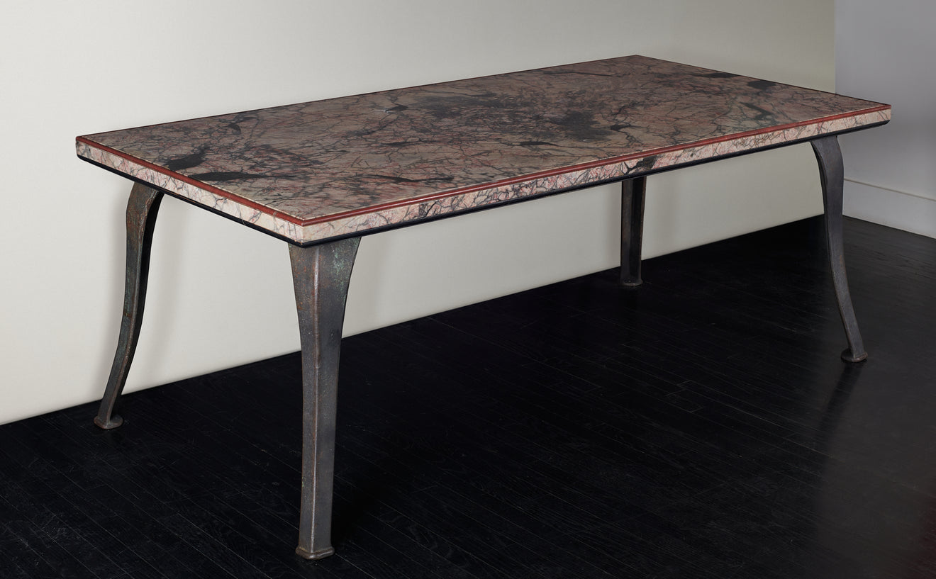 QUAD - MATCHED MARBLE DINING TABLE WITH IRON LEGS