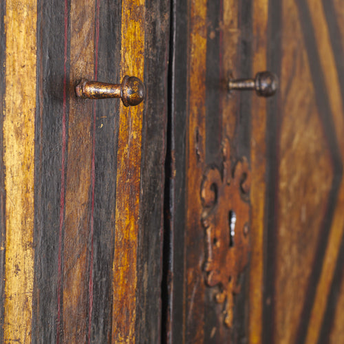 16th C SPANISH BARGUEÑO WITH ORIGINAL PAINT AND HARDWARE