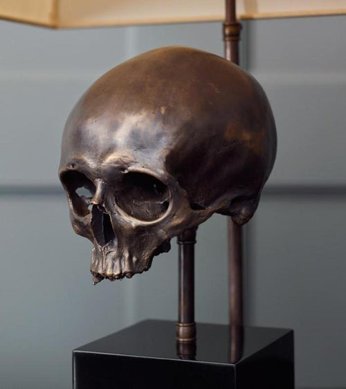 Skull Table Lamp, Bronze